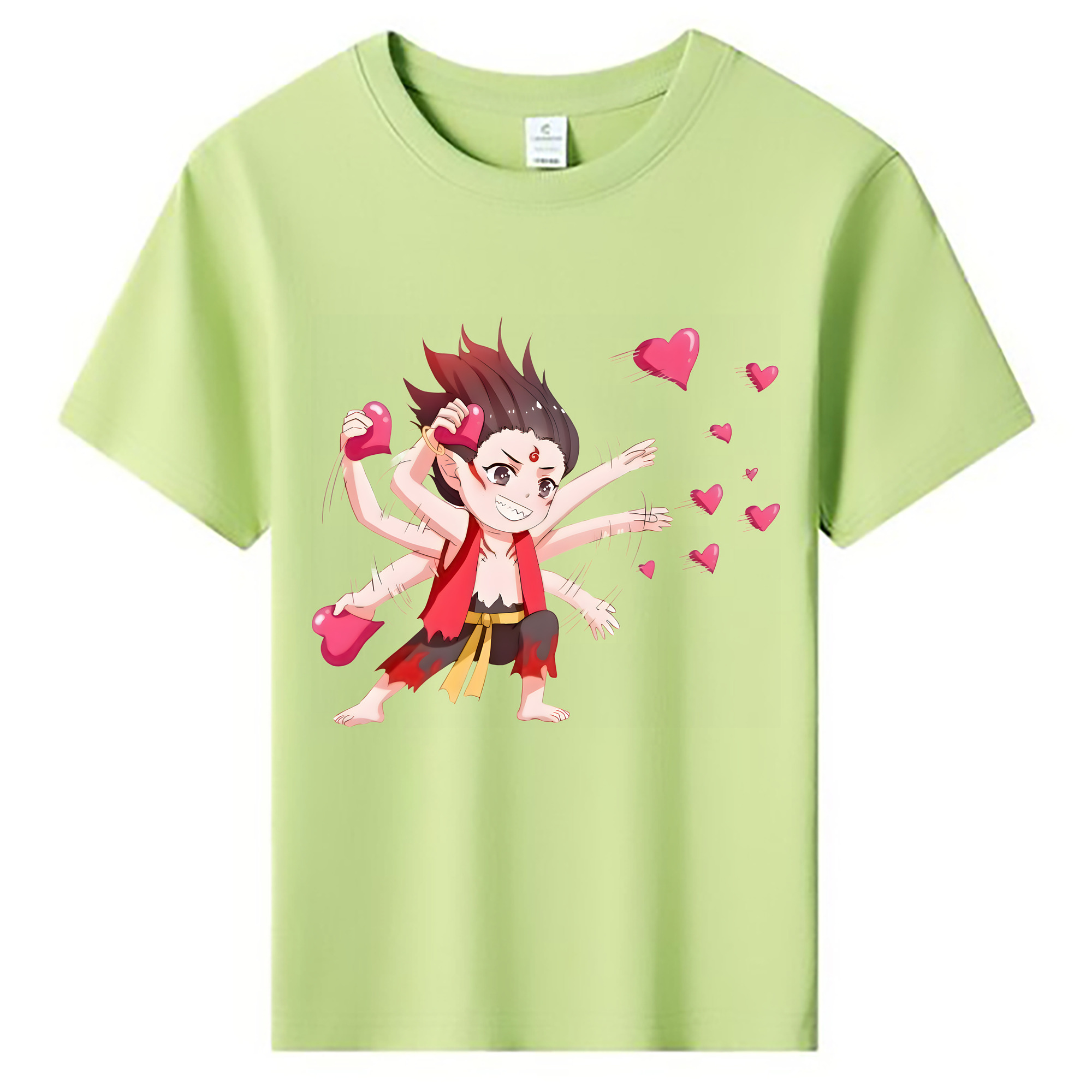 （画像用） Ne Zha 2 ナタ 魔童の大暴れ 綿100％キッズTシャツ（フロントプリント）
